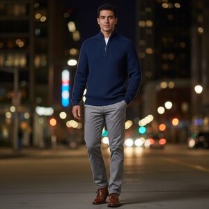 Banana Republic Men’s Supima Cotton Ribbed ¼-Zip Sweater Blue Size Medium